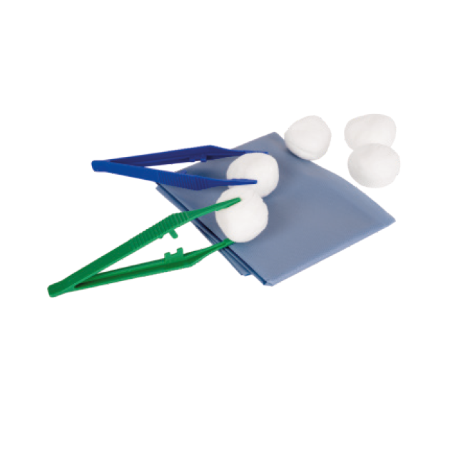 SET MEDICAZIONE CON 1 TELO 38X45cm, 2 PINZE ANATOMICHE, 5 TAMPONI TNT
