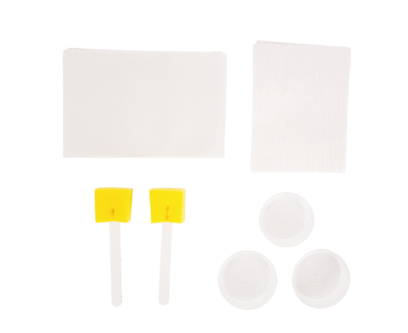 SET DISINFEZIONE 2 SPUGNETTE A BASTONCINO 20cm, 3 CIOTOLE DIVERSE MISURE, 2 TOVAGLIETTE ASSORBENTI, 2 MANOPOLE TNT
